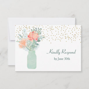 Frosted Glass Mason Jar Wedding RSVP Card