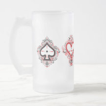 Frosted Glass Mug — Spades/Hearts/Clubs/Diamonds