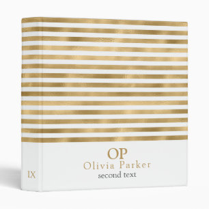 Frosted Gold Stripes Binder