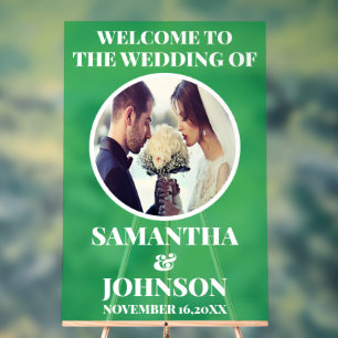 Frosted Green Acrylic Photo Wedding Welcome Sign