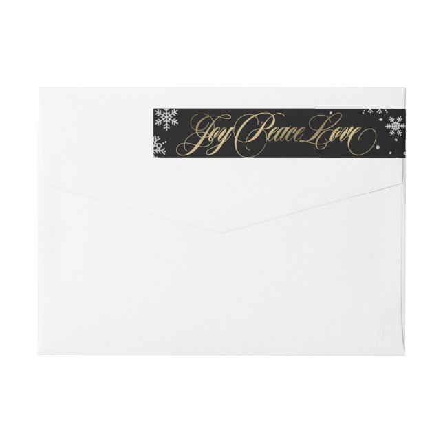 Frosted Greeting Holiday Address Label Black (Back)