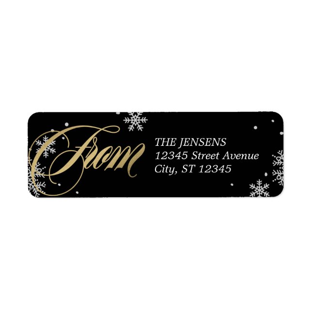 Frosted Greeting Holiday Address Labels Black (Front)