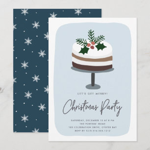 Frosted Holly Cute Modern Christmas Party Invitation