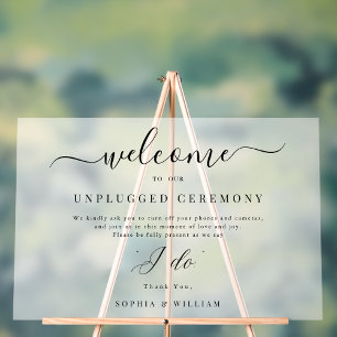 Frosted 'I Do' Welcome Unplugged Ceremony Wedding Acrylic Sign