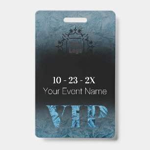 Frosted Ice on Black VIP with Logo Badge