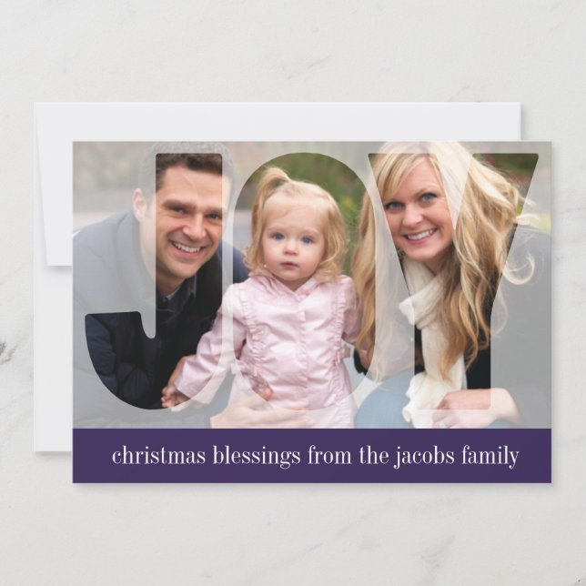 'Frosted Joy' (Plum) Holiday Photo Card (Front)