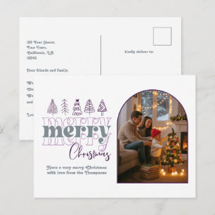 Frosted Lavender Cozy Arch Photo Merry Christmas Holiday Postcard