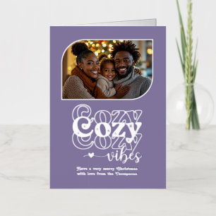 Frosted Lilac Cozy Vibes Christmas Photo Foil Holiday Card