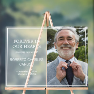 Frosted Look Minimalist Photo In Loving Memory Acrylic Sign