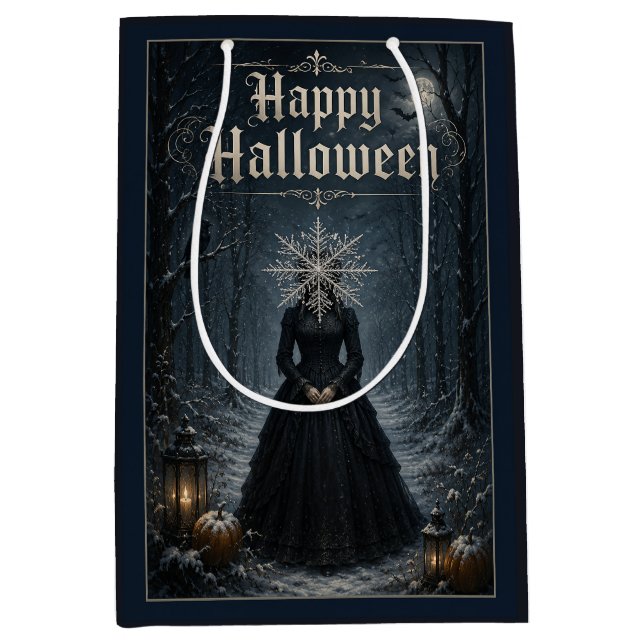 Frosted Midnight Halloween Enchantress Medium Gift Bag (Front)