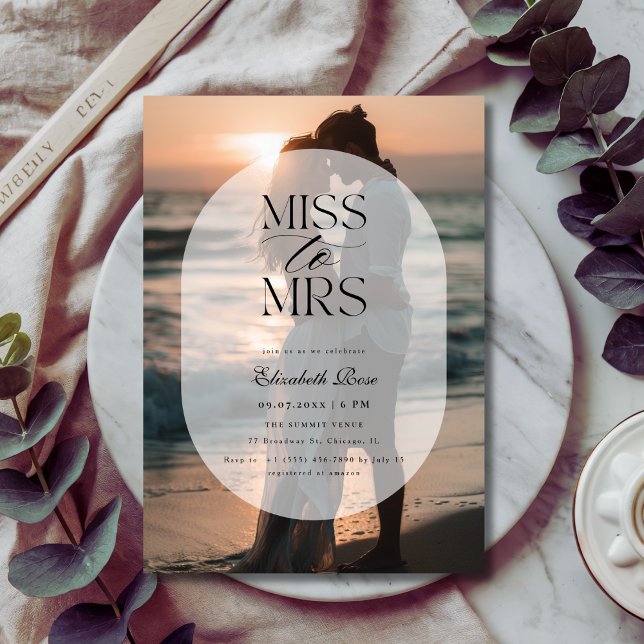 Frosted Miss to Mrs Bridal Shower Beach Photo  Invitation (Creator Uploaded)