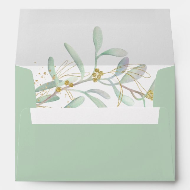 Frosted Mistletoe Winter Wedding Envelope (Back (Bottom))