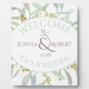 Frosted Mistletoe Winter Wedding Plaque