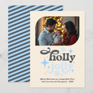 Frosted Morning Modern Blue Christmas Photo Holiday Card