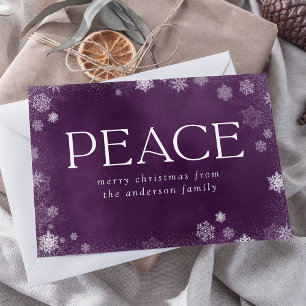 Frosted Peace Purple Watercolor Non-Photo Holiday Card