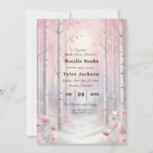 Frosted Petals in a Winter Woodland Wedding Invitation