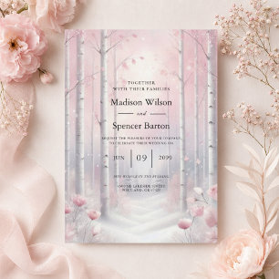 Frosted Petals in a Winter Woodland Wedding Invitation