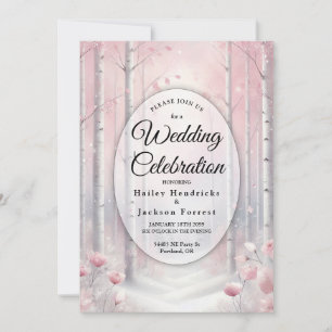 Frosted Petals in a Winter Woodland Wedding Invitation