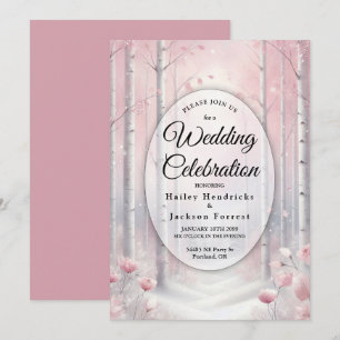 Frosted Petals in a Winter Woodland Wedding Invitation