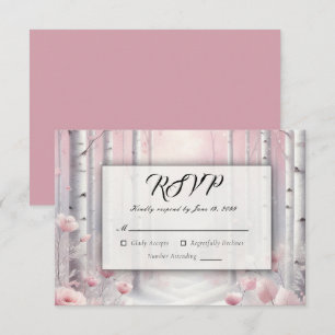 Frosted Petals in a Winter Woodland Wedding RSVP Card