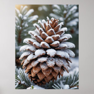 Frosted Pinecone Winter Wonderland Nature Poster