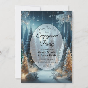 Frosted Pines in Winter Glow Engagement Party Invitation