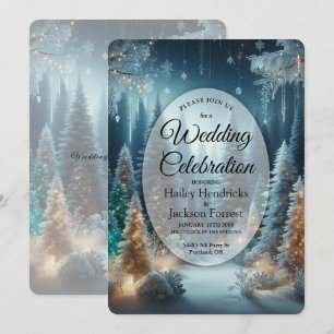 Frosted Pines in Winter Glow Wedding Invitation