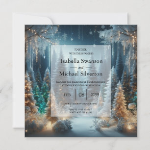 Frosted Pines in Winter Glow Wedding Invitation
