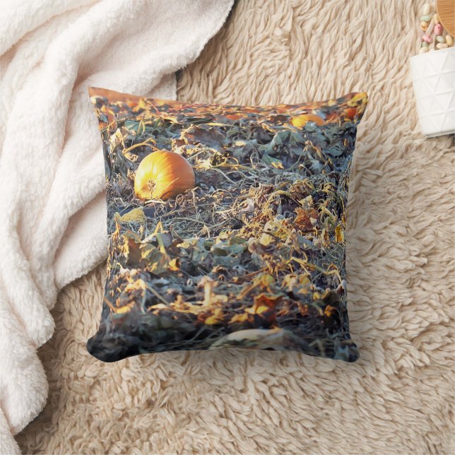 Frosted Pumpkin Patch  Throw Pillow (Blanket)