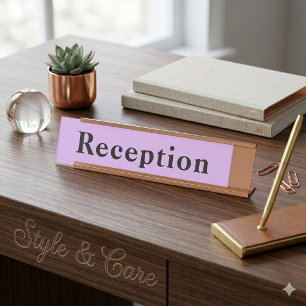 Frosted Purple Professional Office Reception Desk Name Plate