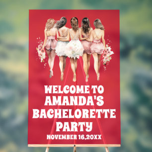 Frosted Red Acrylic Bachelorette Welcome Sign