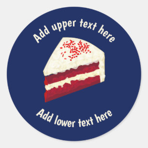 Frosted Red Velvet Cake Piece - Add Own Text to Classic Round Sticker