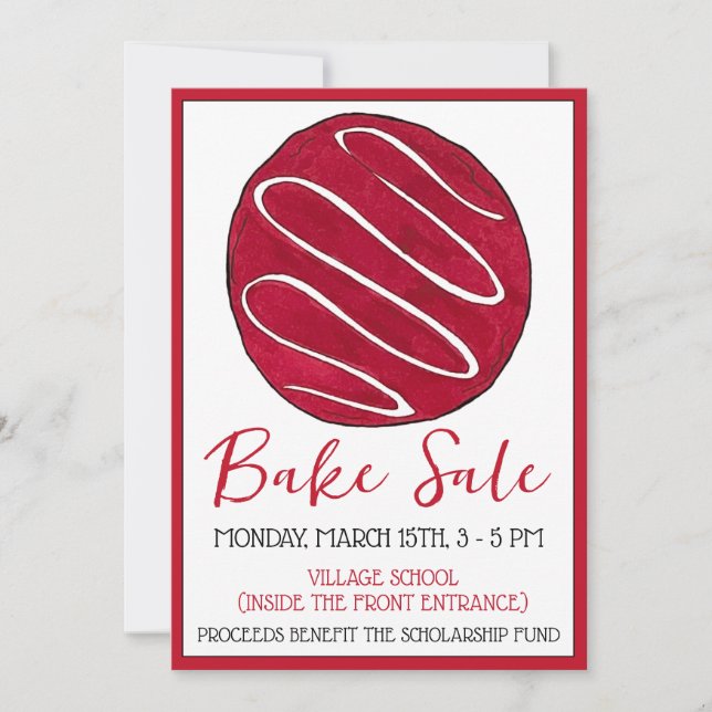 Frosted Red Velvet Cookie Swap Baking Bake Sale Invitation (Front)