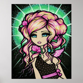 Frosted Rose Angel Fairy Fantasy Art Poster