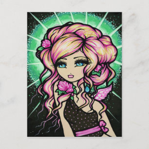 Frosted Rose Angel Fantasy Fairy Art Postcard