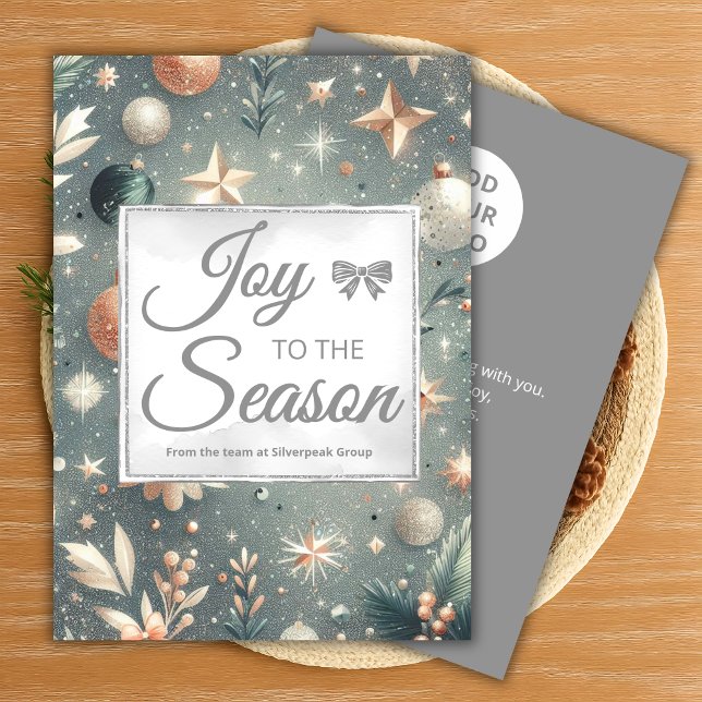 Frosted Silver Script Holiday Card (Creator Uploaded)