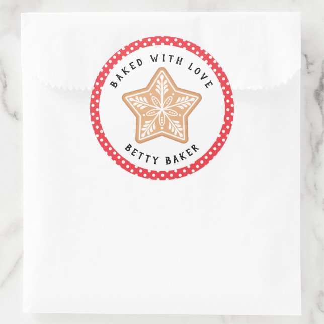 Frosted  Snowflake Cookie | Baked with Love   Classic Round Sticker (Bag)
