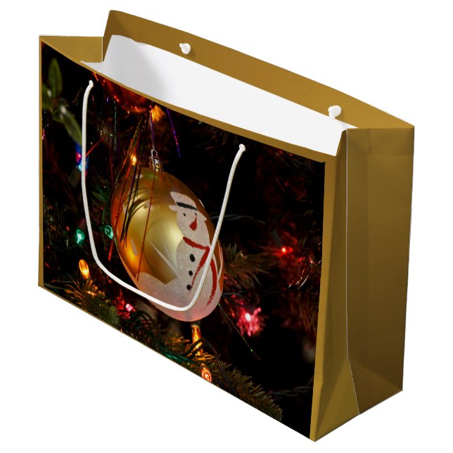 Frosted Snowman Christmas Ornament Gift Bag (Front Angled)