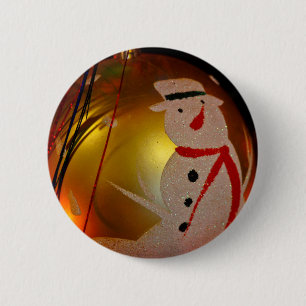 Frosted Snowman Ornament 2 Inch Round Button