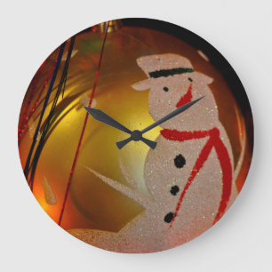 Frosted Snowman Ornament Large Clock