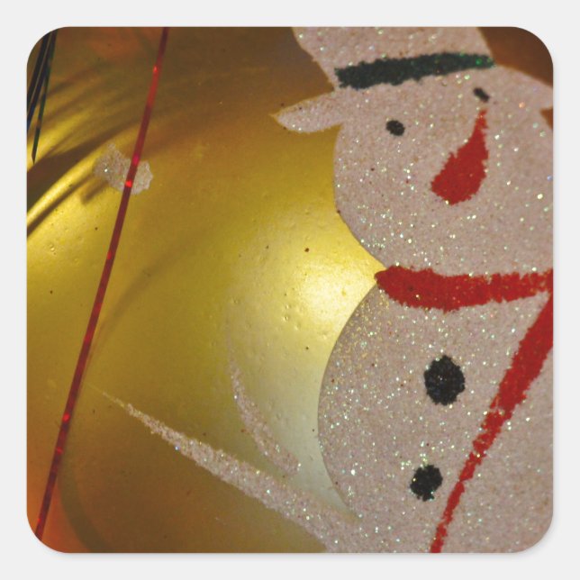 Frosted Snowman Ornament Square Sticker (Front)