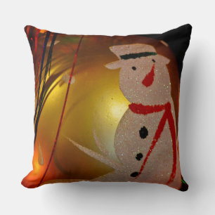 Frosted Snowman Ornament Throw Pillow