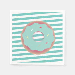 Frosted Sprinkle Doughnut Striped Party Napkin