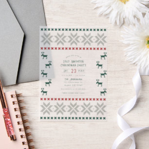 Frosted Spruce Ugly Sweater Christmas Party Vellum Invitations
