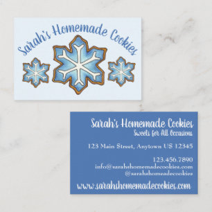 Frosted Sugar Cookies Blue Winter Snow Snowflake Business Card