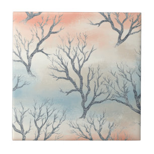 Frosted Tree Silhouettes in Dreamy Pastel Tile