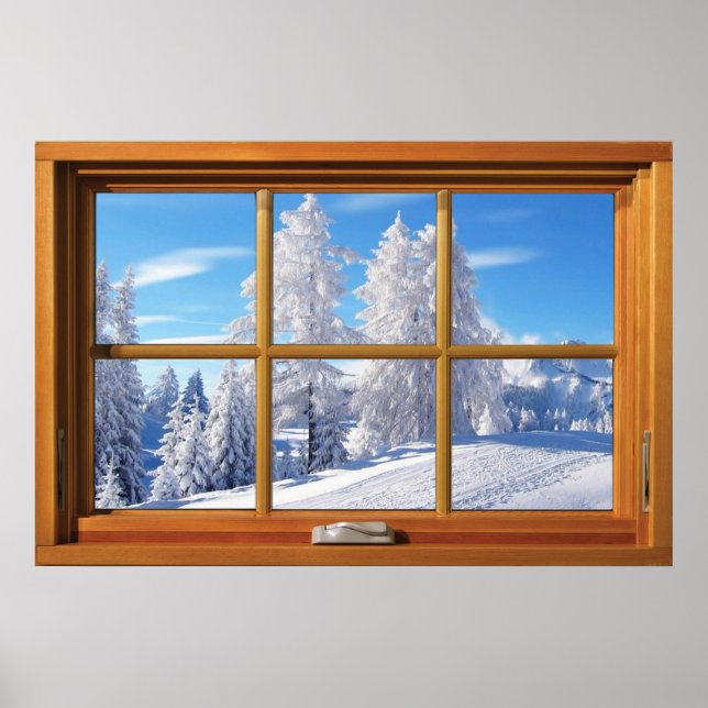 Frosted Trees Winter Scene Window Illusion Poster (Front)
