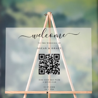 Frosted Welcome Wedding Seating With QR Code  Acrylic Sign