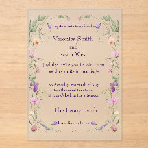 Frosted Wildflower Acrylic Wedding Invitation