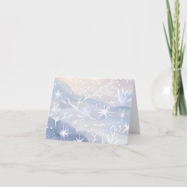 Frosted Window | Beautiful Snowing Winter Scene Holiday Card (Front)